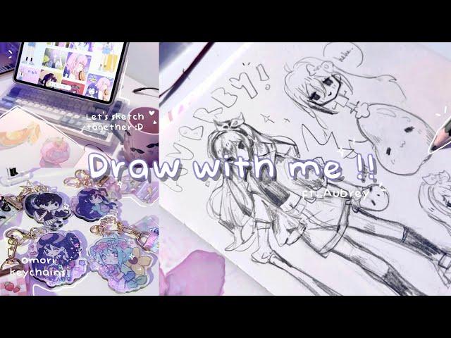  Draw with me !!  Aubrey (Omori) 【Cozy sketching ASMR 】 + Omori merch unboxing ft.Vograce