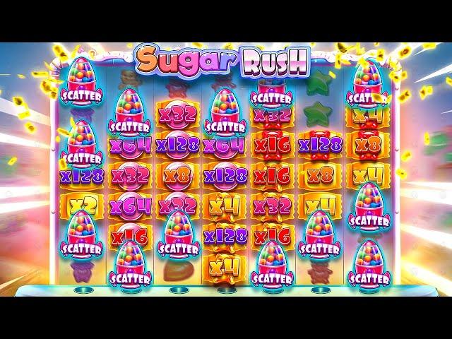 INCREDIBLE 40 FREE SPINS On SUGAR RUSH!!  TOP 5 RECORD WINS OF THE WEEK!