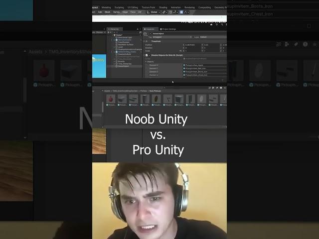 Noob vs Pro Unity User #gamedev #unity #development #programming #videogames #gaming #funny #fun