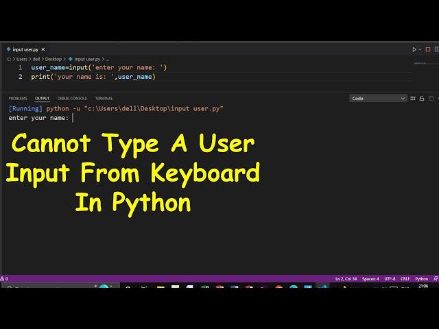 VS CODE NOT TAKING USER INPUT IN PYTHON