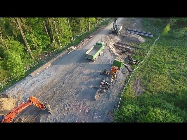 Bauarbeiten an dem Drosselbauwerk der Harrierbrücke in Stadtlohn