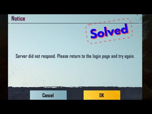 Fix server did not respond please return to the login page and try again battleground mobile india