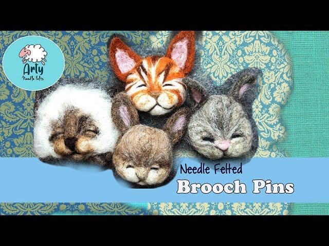 Needle Felted Brooch Pins/ Animal heads