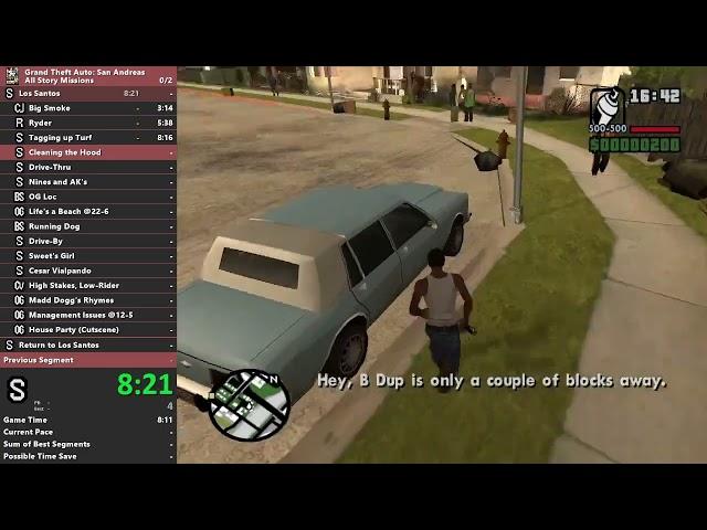 GTA San Andreas [All Story Missions (25 FPS)] Speedrun in 8:38:36 with @AlolaGirly and @akumatie