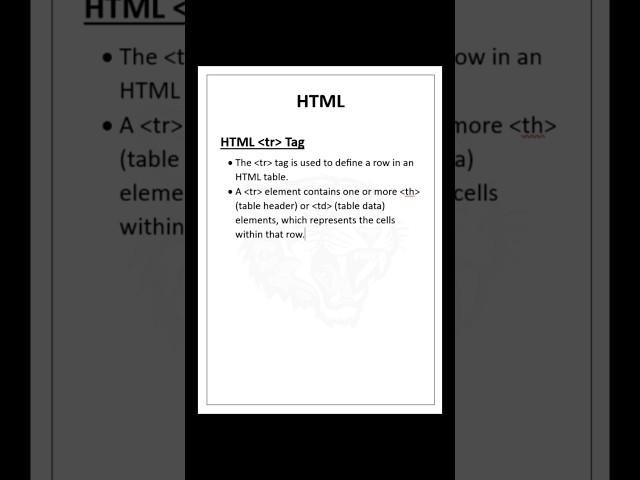 HTML tr Tag | S Code Hub #shorts #html