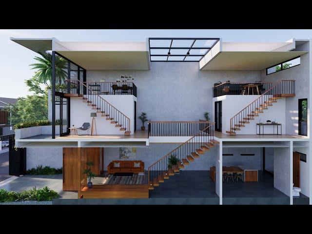 Sketchup House Design 23 (5x20meter) + Enscape 3.3 Render Setting