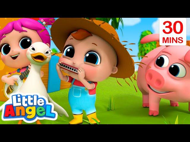 Musictime on Old MacDonalds Farm | Little Angel | Moonbug Kids - Farm Animals