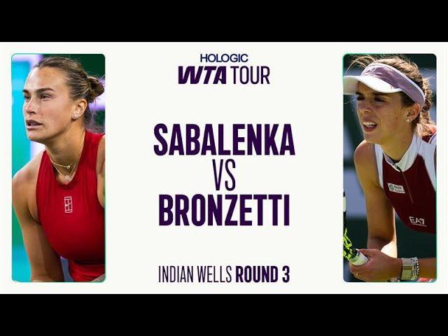 Aryna Sabalenka vs. Lucia Bronzetti | 2025 Indian Wells Round 3 | WTA Match Highlights