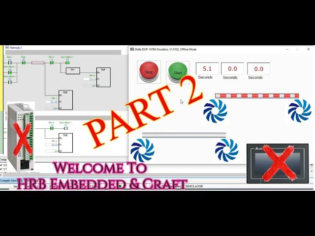 Complete tutorial for PLC programme & HMI using delta wplsoft simulator for two conveyor operation