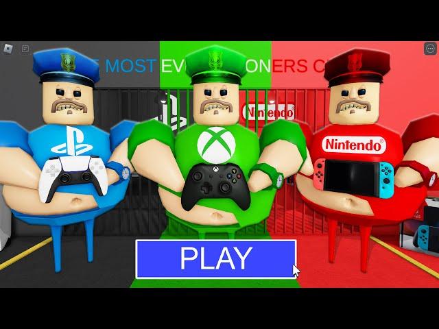 PLAYSTATION BARRY Vs XBOX BARRY Vs NINTENDO BARRY in BARRY'S PRISON RUN! New Scary Obby (#Roblox)