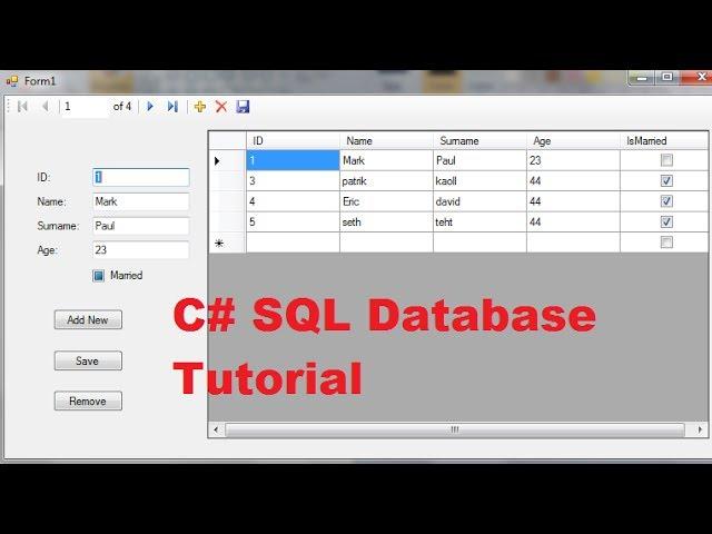 C# SQL Database Tutorial 2: Add New ,Remove ,Save Data in Local Database using C#