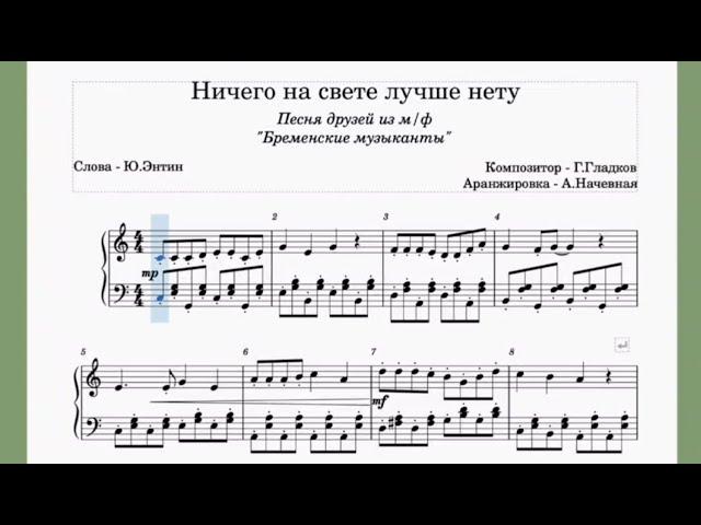 "Ничего на свете лучше нету" (песенка друзей). Ноты для фортепиано