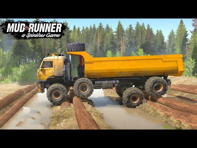 Spintires: MudRunner - KAMAZ POLAR FORWARDER Test on a Difficult Track