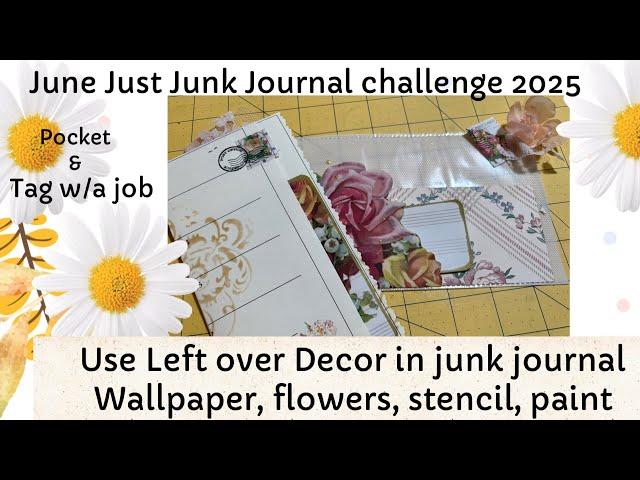 Use Left over Home Decor embellishments for Junk Journals? Pocket and tag with a job