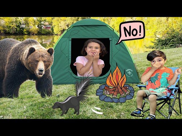 24 Hours Overnight In A Tent Challenge | Camping videos for kids | camp site | Kids go camping trip