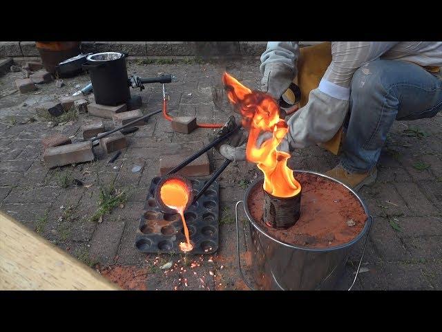 Melting Copper. Lost foam casting. Maiden voyage of new propane furnace. Part 1 of 2.