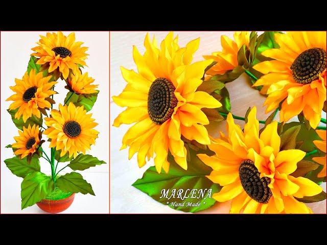  Sunflower from ribbons  DIY interior flowers