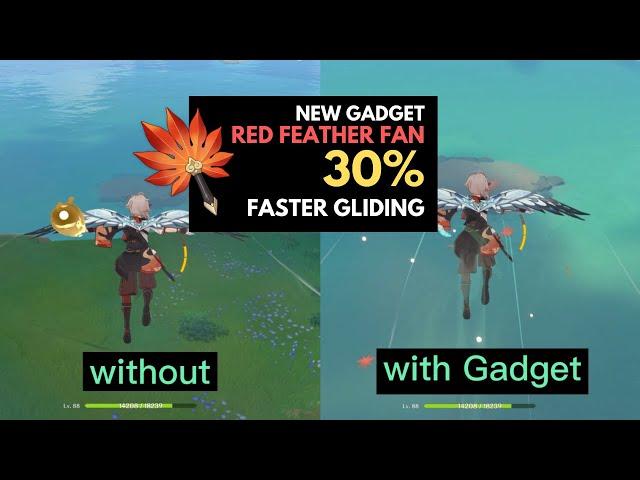 VENTI IS RIGHT, GLIDING IS FASTER | New Gadget Inazuma LV 5 Red Feather Fan