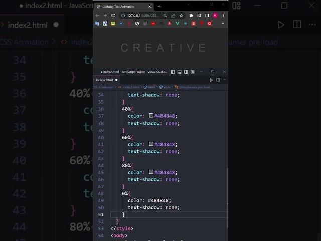 CSS Glowing Text Animation Effects #shorts