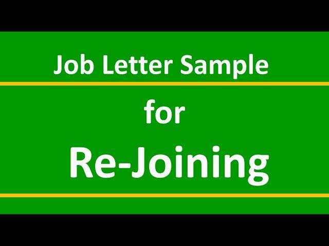 Application for Re Joining of Job  | Letter format for Re Joining of Job