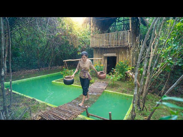 Amazing Girl Build The Most Beautiful Bamboo Villa around Swimming Pool