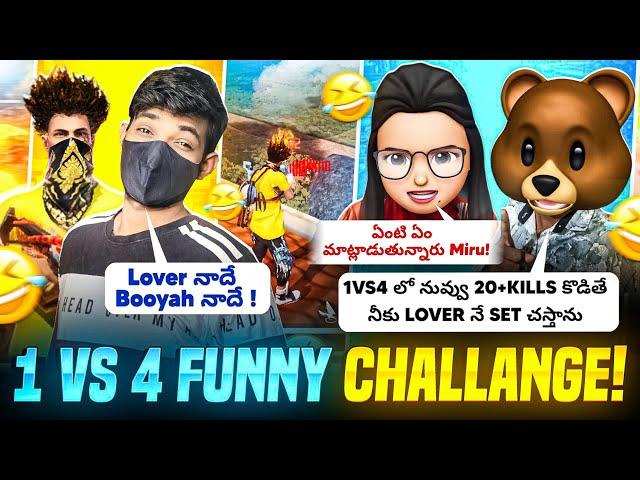 20+Kills Booyah Challenge In free fire 1vs4 funny moments 