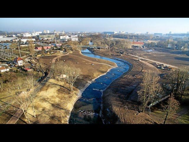 Drohnen-Video zeigt die neue Flussschleife der Gera in Erfurt