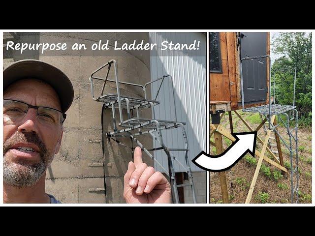 Double Ladder Stand Conversion to Deer Blind Porch Landing - No Welding Required