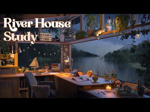 Cozy Study Room with Rain Sounds at the River House / Ambience for Studying and Relaxing