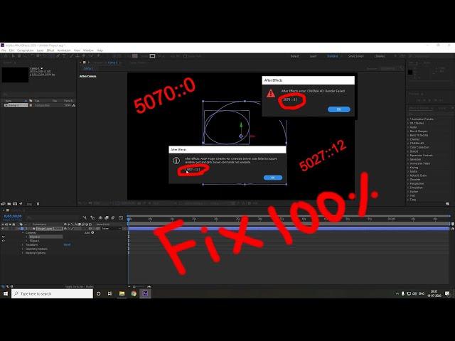 Adobe After effects 3D render failed(5070, 5027 and more) - Solved