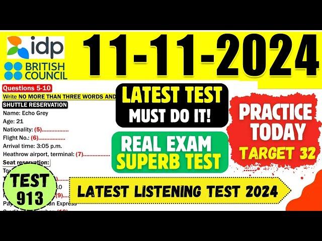 IELTS Listening Practice Test 2024 with Answers | 11.11.2024 | Test No - 913