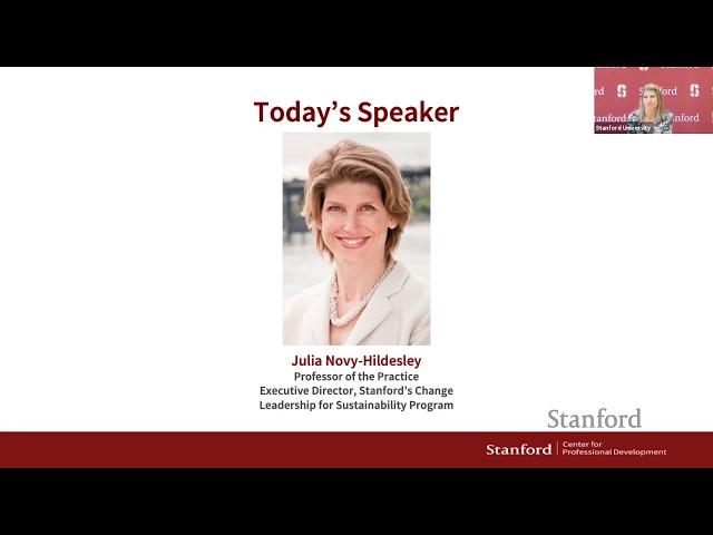 Stanford Webinar - How and Why Successful Organizations Embrace Sustainability, Julia Novy-Hildesley