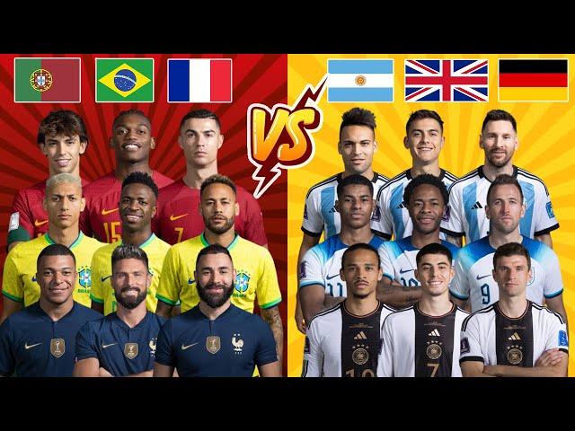 Portugal Brazil France  Argentina England Germany  Triple comparison 