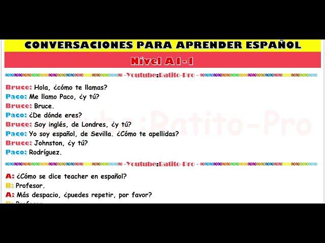 Conversaciones para aprender español - Nivel A1  - Learn Spanish