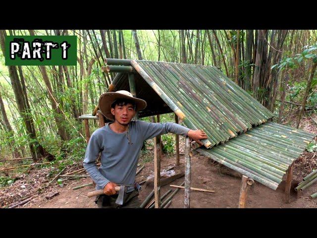 Living Off-grid- Building a Bamboo bushcraft shelter |part-1