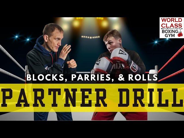 Partner Drill for Boxing - 2 Punch Combo with Blocks and Rolls