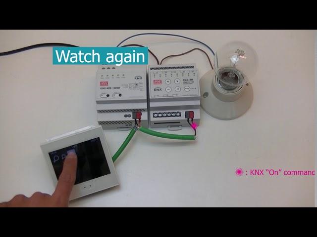 DEMO video: KAA-8R as KNX actuator to turn On/Off the light bulb