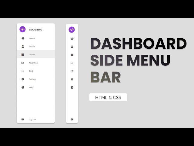 Responsive Side Navigation Bar in HTML and CSS | Dashboard Side Nav Bar with HTML and CSS