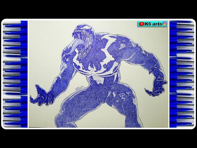 Venom  ( spiderman 2 ) | Ballpen Drawing | K5 arts | #65 #venom #spiderman2 #ps4