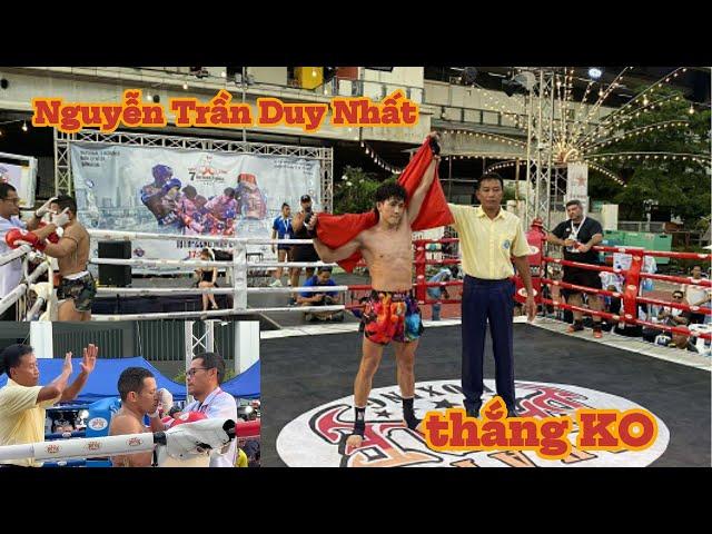 Nguyễn Trần Duy Nhất chiến thắng Knock Out trước võ sĩ Brazil bằng đòn chỏ đẩy.