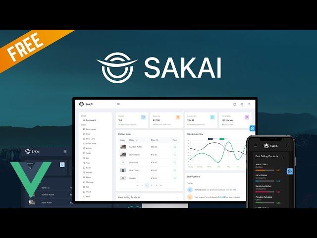 Sakai Free Admin Template with Vite, Vue 3 and PrimeVue