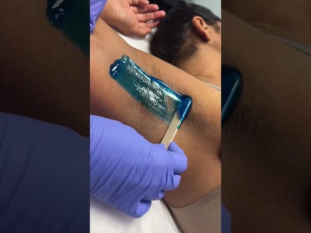 Quick professional underarm wax using hard blue wax from Starpil professional Esthetician