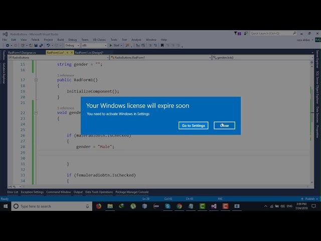 How to get selected value from radio buttons in c#