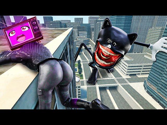 TV Woman RUNNING FROM CARTOON SONIC 9 & TV MAN Saves TV Woman in Garry's Mod