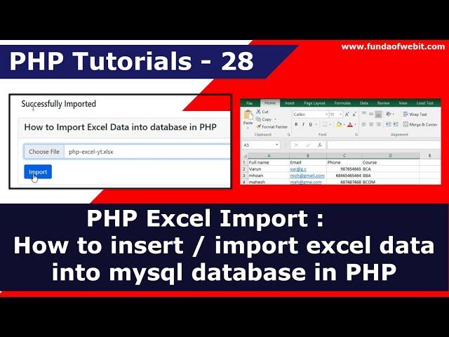 PHP Excel Import : How to insert / import excel data into mysql database in php | PHP Tutorial 28