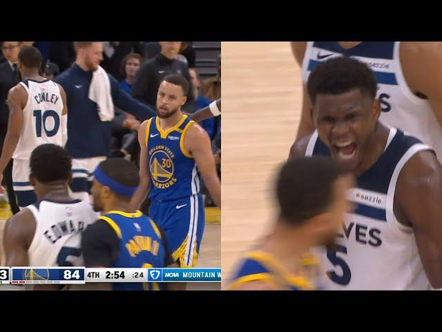 Anthony Edwards screams in Steph Curry's face and tells Warriors fans to go home