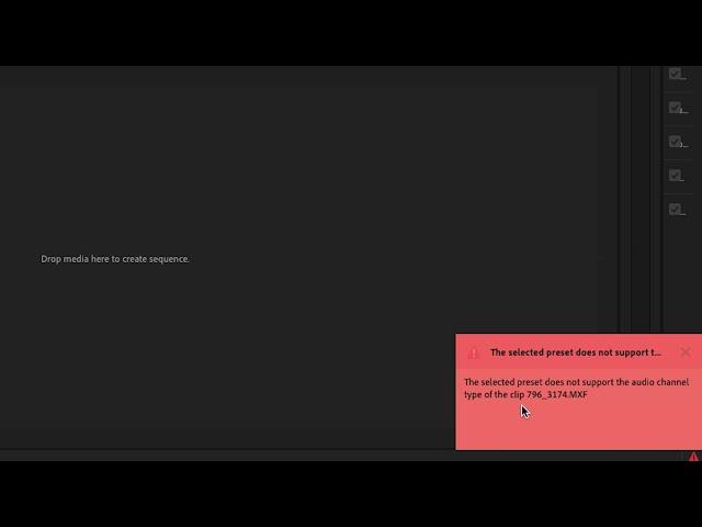 Proxy Export  – The selected preset does not support the audio channel type | Quick fix