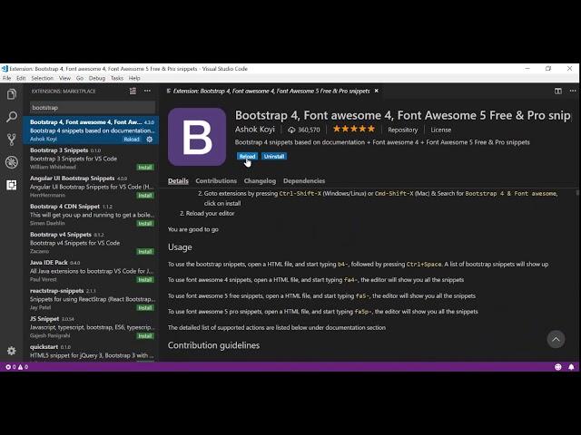 Install Bootstrap 4 in VS Code Extension | how to use Bootstrap in VS Code Project