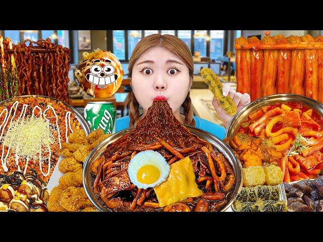 Mukbang Black Noodles Tteokbokki EATING SHOW by HIU 하이유