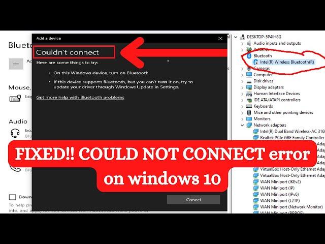 Fix COULD NOT CONNECT error on windows 10 || Bluetooth on off button missing on windows 10 ||2023||